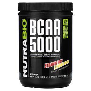 Аминокислотная добавка NutraBio BCAA 5000 клубнично-лимонная бомба, 477 г