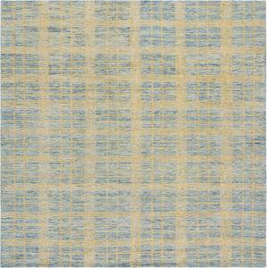 Ковер SAFAVIEH, 183 x 183 см, Genre Collection - Blue/Ivory, геометрический рисунок, идеально для помещений с высокой проходимостью в гостиной, спальне, столовой (GRE701M)