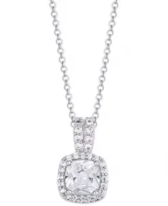 Ожерелье с подвеской в виде подушечки-ореола из камня рождения, серебряная пластина Macy'S, april/clear