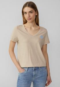 Футболка с принтом MIT V-AUSSCHNITT UND -DETAIL s.Oliver, бежевый