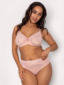 Трусики из гладкого кружева с высоким вырезом Curvy Couture, blushing rose