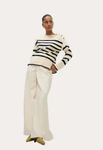 Полосатый джемпер с круглым вырезом Marks & Spencer, Ecru