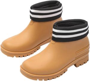 Унисекс водонепроницаемые резиновые сапоги с противоскользящей подошвой для мужчин и женщин, низкие кухонные ботинки с толстой подошвой, комфортные для всех сезонов (обычные и с флисовой подкладкой) Azttoztto, Camel[Cotton]