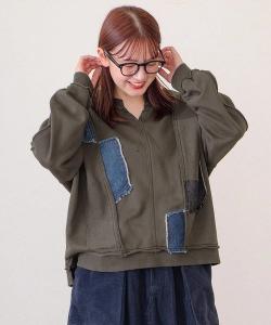 Мужской пуловер из джинсовой ткани в стиле пэчворк mililopiulu