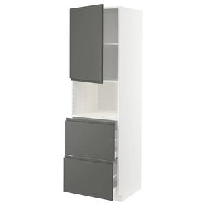 Hi cab f micro w дверь/2 ящика METOD/MAXIMERA IKEA, 60x60x200 см, цвет white/voxtorp dark grey