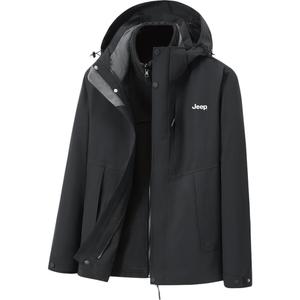 Унисекс ветровка Jeep, Military Gray [3-в-1] для походов, активного отдыха, городской жизни, путешествий и поездок на работу с ветрозащитой, утеплением и водоотталкивающей пропиткой