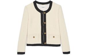 Укороченное пальто женское цвета слоновой кости Saint Laurent