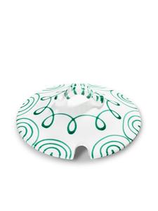 Белая суповая кастрюля с зеленым пламенем сверху Gmundner Keramik