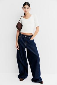 Рубашка с v-образным вырезом H&M, белый