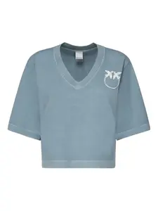 Футболка с V-образным вырезом и логотипом PINKO, синий