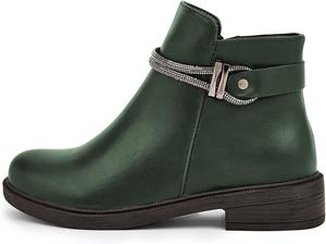 Женские ботильоны FSJ с округлым носком, на низком массивном каблуке, со стойкой, со стразами, цепочкой и боковой молнией, повседневные прогулочные ботинки, размеры 4-15 US, Green