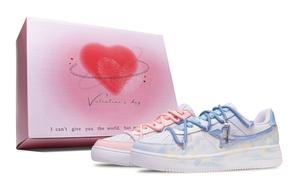 XTEP Кроссовки Air Force One противоскользящие износостойкие низкие для скейтбординга унисекс синий розовый непарные, цвет Blue Pink Mismatched Special Box