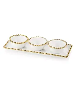 Чаша с бисерным узором для приправы Classic Touch, white