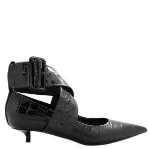 Туфли Burberry на каблуке-рюмочке с острым носком из тисненой кожи, черный