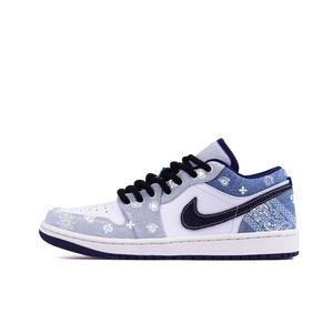 Jordan Эйр 1 противоскользящие износостойкие низкие винтажные баскетбольные кроссовки мужские синий белый - синий белый, цвет Blue White