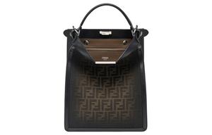 FENDI Кожаная сумка через плечо с элементами ткани на одно плечо малого размера мужская коричневая