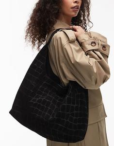 & Other Stories большая сумка-тоут из крокодиловой замши черного цвета