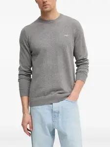 Свитер с круглым вырезом и вышитым логотипом Gant, серый