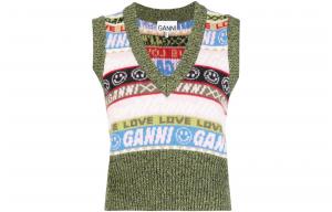 Женский разноцветный топ GANNI, мультиколор