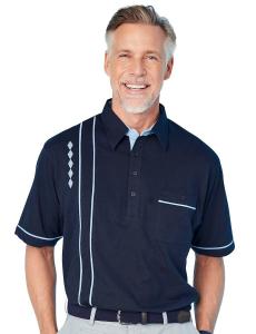 Топ с короткими рукавами и воротником с вышивкой Chums, синий