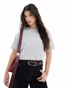 Укороченная футболка свободного кроя серого цвета Cotton On