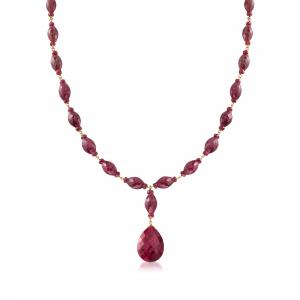 Ожерелье Ross-Simons Ruby Drop из 18-каратного желтого золота на стерлинговом серебре Ross-Simons, 18 In