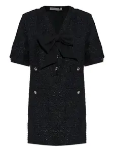 Твидовое платье с бантом Alessandra Rich, черный