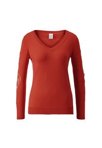 Свитер с V-образным вырезом и кружевной вставкой Madeleine, цвет blutorange