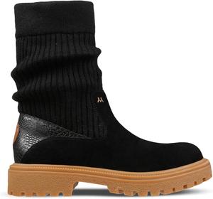 Женские ботинки Chelsea mykos Maria из замши на резинке, размер 10 - водо- и пятностойкие, замша с стильной вязаной манжетой - модная и удобная обувь для путешествий и повседневной носки, Black/Gum