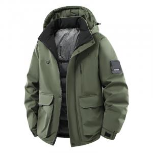 Пуховик Unisex Hooded Thickened Detachable VanCamel, army зеленый