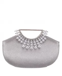 Маленькая сумка с ручкой, инкрустированная кристаллами Nina, серебряный