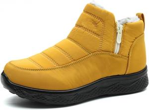 Зимние ботинки для женщин с теплым мехом, водонепроницаемые слипоны на щиколотку, удобные теплые зимние туфли для женщин Generic, Yellow