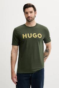 Хлопковая футболка Hugo, зеленый