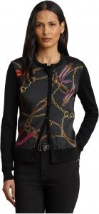 Свитер Lauren Ralph Lauren Women's Belting-Print Cotton-Blend Cardigan, Black Multi