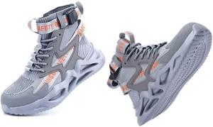 Дышащие защитные туфли для мужчин, стальные ботинки с защитным носком, устойчивые к раздавливанию и проколам, противоскользящие ботинки, средние кроссовки для защиты на фабриках, шахтах, строительстве и в приключениях (серые, 9.5) Hancha