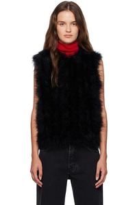 Yves Salomon Черный укороченный жилет с перьями