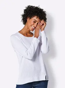 CREATION L PREMIUM вязаный свитер "Свитер из хлопка с лиоцеллом", белый