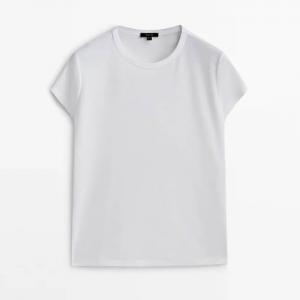 Футболка Massimo Dutti Short Sleeve Mercerised Cotton, белый