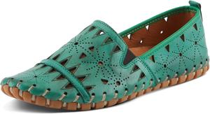 Женские кожаные лоферы Spring Step Fusaro, Удобные слипоны с резиновой подошвой, Лоферы для работы, прогулки и вождения, зеленый