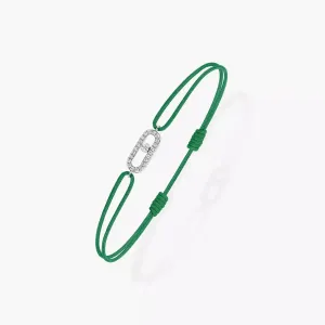 Браслет Messika Move Uno Green Cord, белое золото/бриллианты