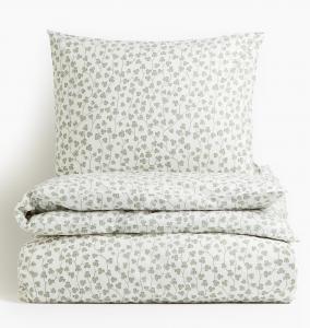 Постельное белье H&M Patterned and Cotton Single, светло-зеленый