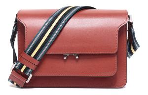 Женская сумка через плечо из коровьей кожи кирпично-красного и черного цвета MARNI
