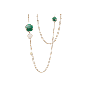 Sautoir ton joli из розового золота с зеленым агатом и белым агатом, цветком, белыми бриллиантами - 16128r - 16128r PASQUALE BRUNI