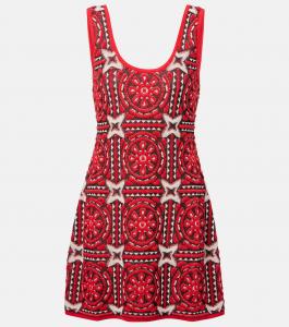 Мини-платье Sole Star из хлопкового жаккарда La DoubleJ, Multicolor Red/White/Black