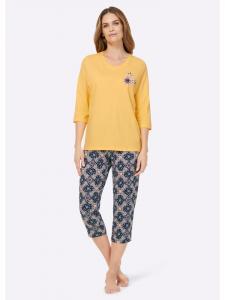 WITT WEIDEN Пижама с принтом в желто-синих тонах