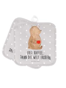 Mr. & Mrs. Panda Подставка под кофе в виде медведя с надписью, пастельно-серого цвета