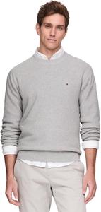 Мужской свитер Tommy Hilfiger с вафельной вязкой и круглым вырезом, легкий пуловер, также доступен в размерах для больших и высоких женщин., Light Grey Heather