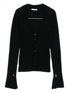 Кардиган с рукавами-колокольчиками, украшенный стразами Patrizia Pepe, черный