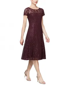 Платья миди с кружевом и пайетками SL Fashions, красный