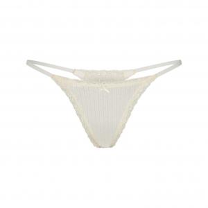 Трусы-стринги Skims Lightweight Cotton Pointelle Lace, мраморный